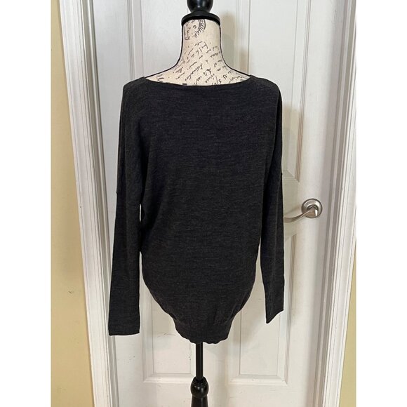 Vince Sweater Tunic Charcoal Grey Scoop Neck Long Sleeve Oversized Women's Small - Picture 6 of 9